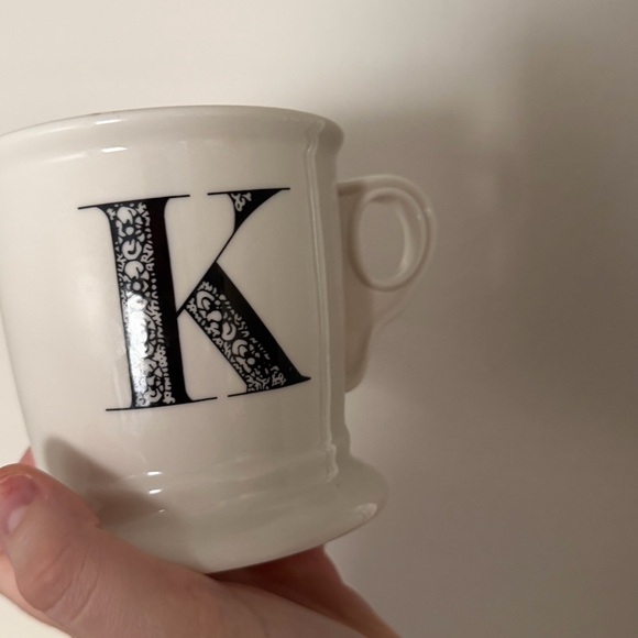 Anthropologie K Monogram Cream Mug with Black Lettering - Picture 2 of 2
